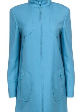 Carlisle Light Blue Long Zip Front Coat